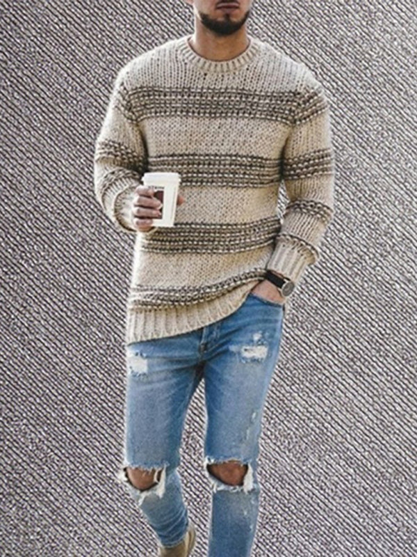 Fitted Striped Knit Sweater