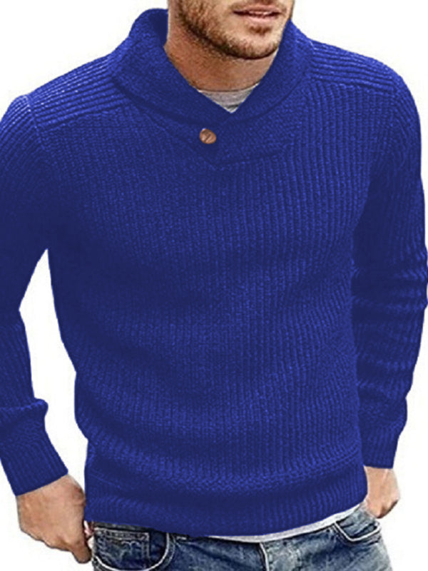 Buttoned Lapel Pullover Sweater