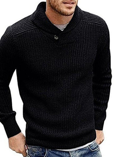 Buttoned Lapel Pullover Sweater