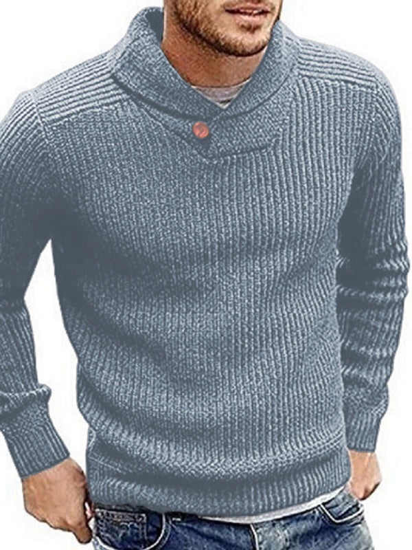 Buttoned Lapel Pullover Sweater