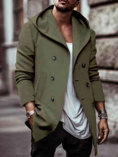 Hooded Double-Breasted Trench Coat