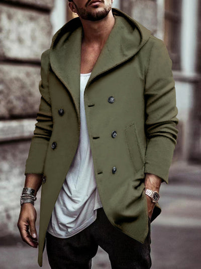 Hooded Double-Breasted Trench Coat