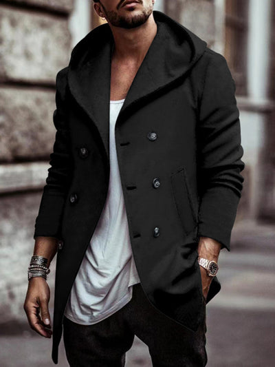 Hooded Double-Breasted Trench Coat