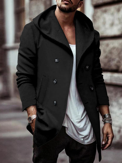 Hooded Double-Breasted Trench Coat