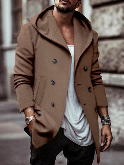 Hooded Double-Breasted Trench Coat