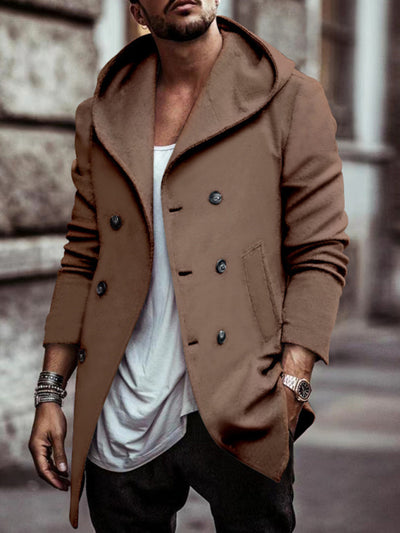 Hooded Double-Breasted Trench Coat