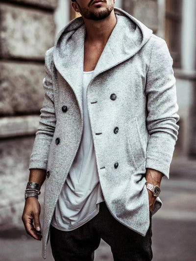 Hooded Double-Breasted Trench Coat