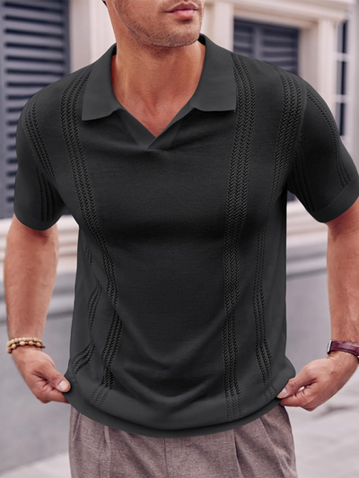 Knitted V-Neck Polo Shirt