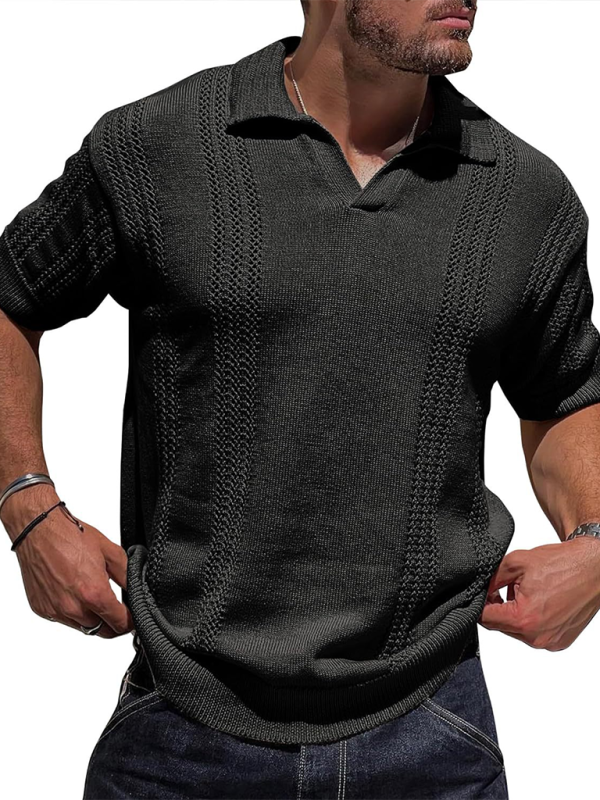 Knitted V-Neck Polo Shirt