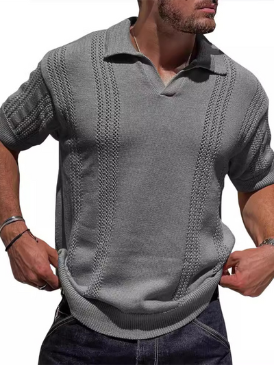 Knitted V-Neck Polo Shirt