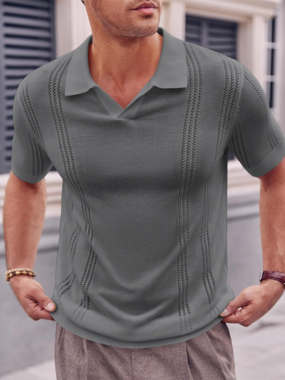 Knitted V-Neck Polo Shirt