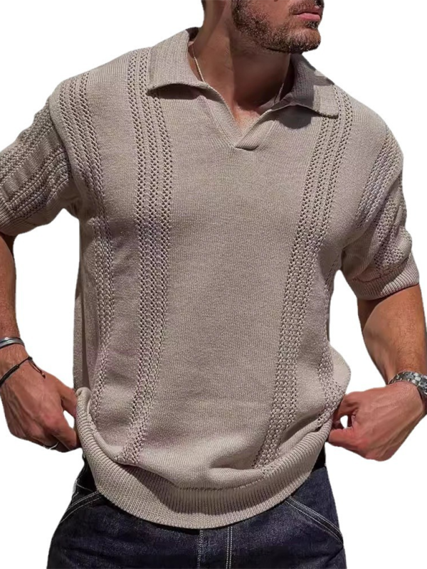 Knitted V-Neck Polo Shirt