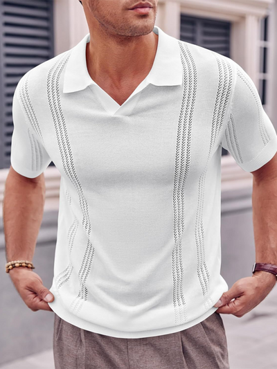 Knitted V-Neck Polo Shirt