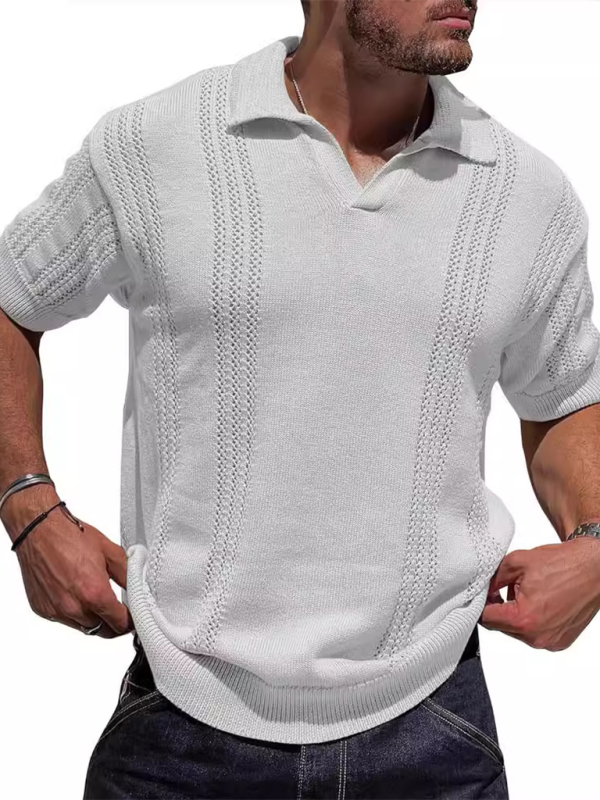 Knitted V-Neck Polo Shirt