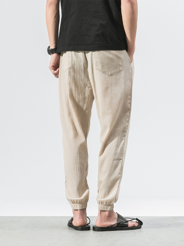 Linen-Blend Drawstring Pants