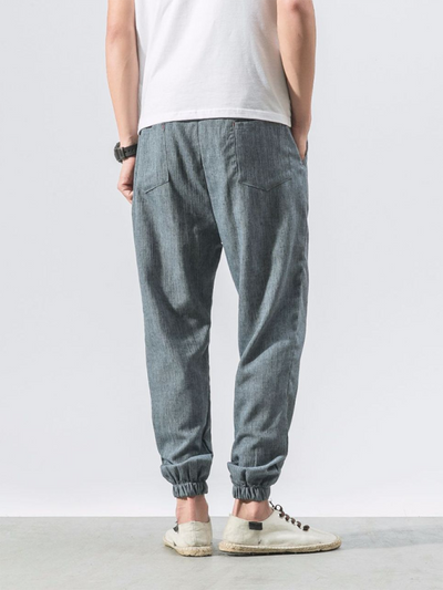 Linen-Blend Drawstring Pants