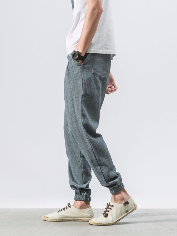 Linen-Blend Drawstring Pants