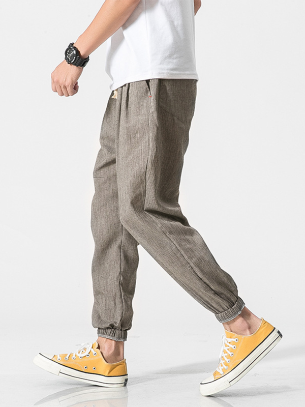 Linen-Blend Drawstring Pants