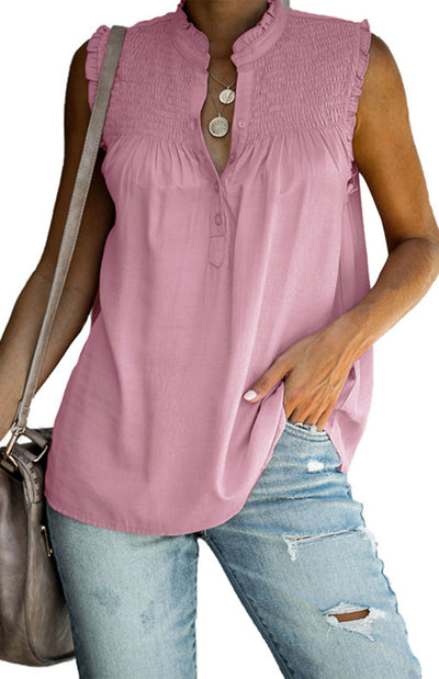 Provence™ Ruffle Sleeveless Button-Up Top