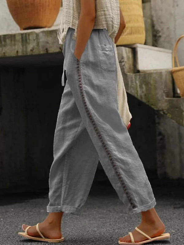 Capriolo™ Cotton-Linen Cropped Pants