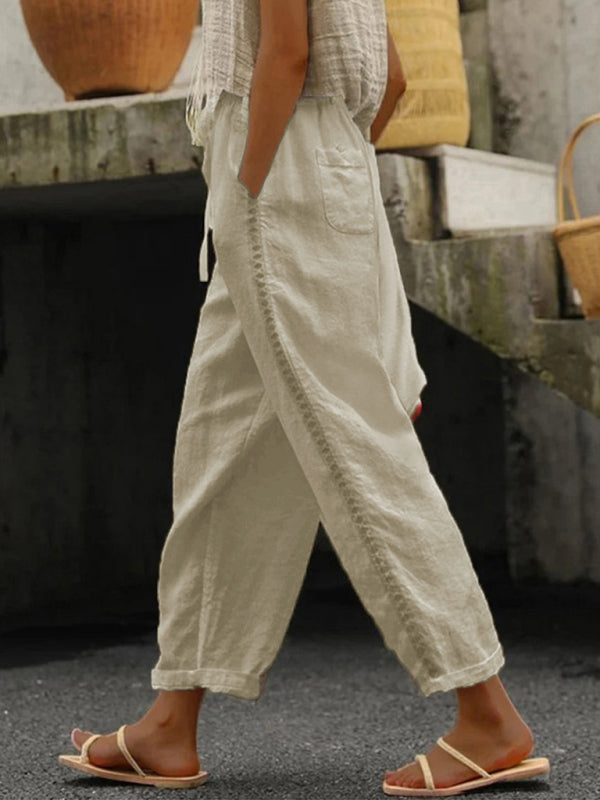 Capriolo™ Cotton-Linen Cropped Pants