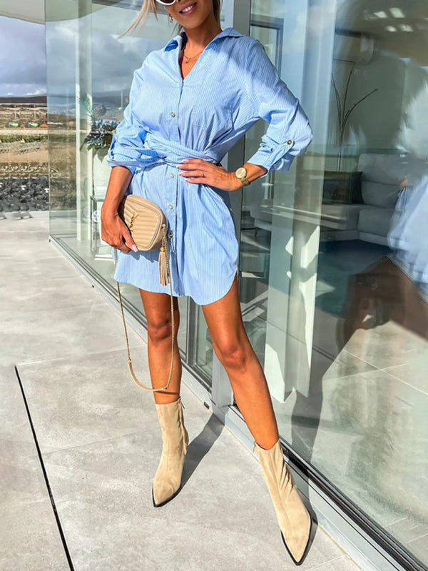 Riviera Roll-Sleeve Shirt Dress